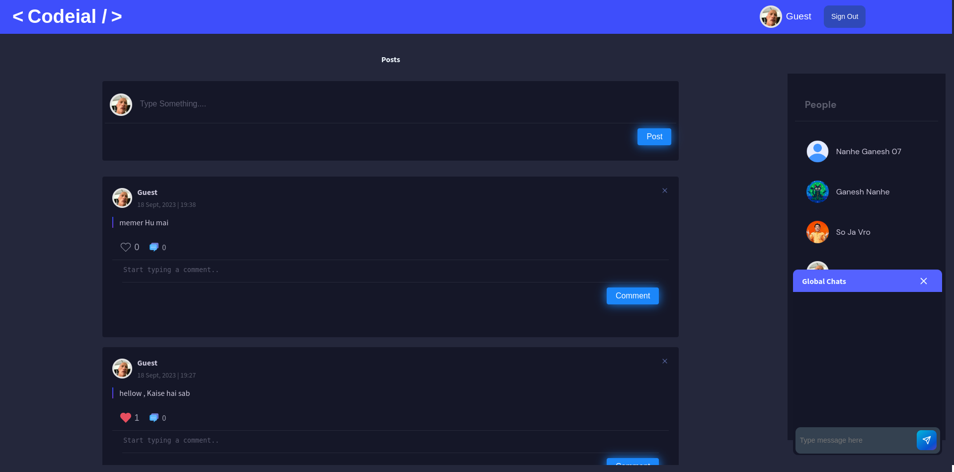 Codeial - Real-time Social Platform preview